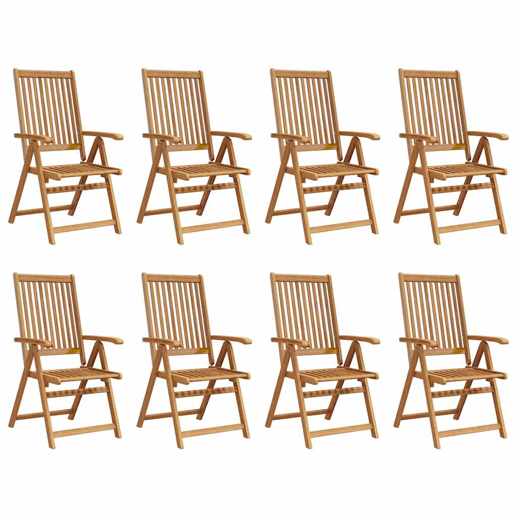 Garden Chair Set of 8 Natural Wood Solid Acacia Wood Standard