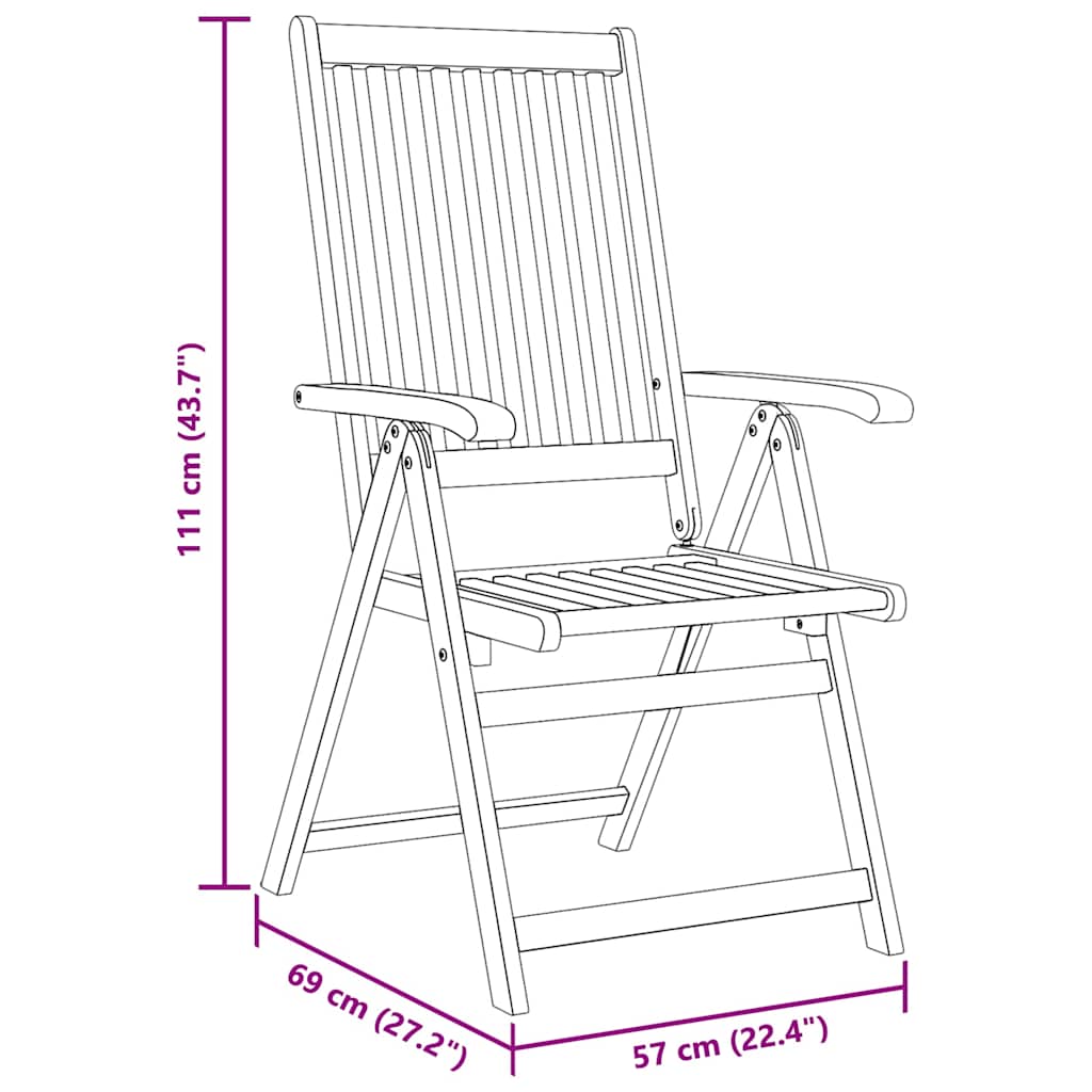 Garden Chair Set of 8 Natural Wood Solid Acacia Wood Standard