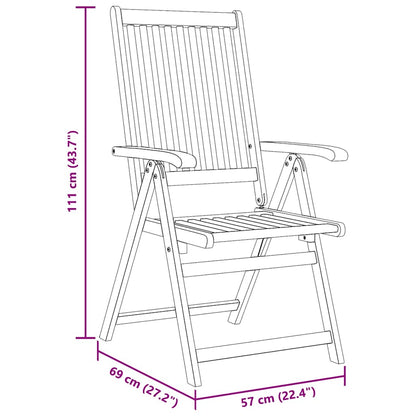 Garden Chair Set of 8 Natural Wood Solid Acacia Wood Standard
