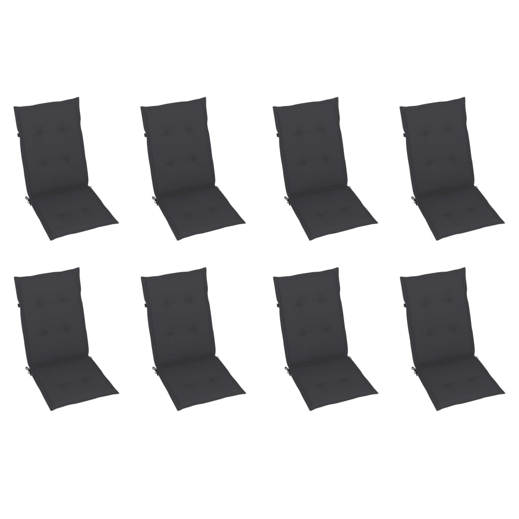 Garden Chair Set of 8 Anthracite Solid Acacia wood Standard