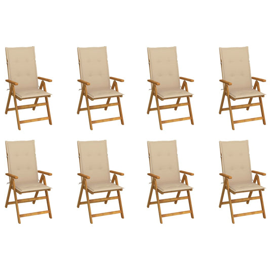 Garden Chair Set of 8 Beige, Brown