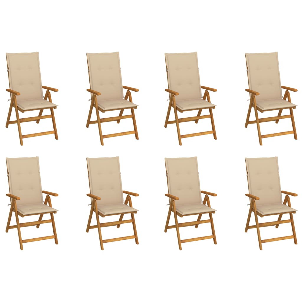 Garden Chair Set of 8 Beige, Brown