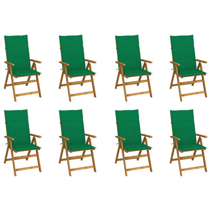 Garden Chair Set of 8 Brown Solid Acacia wood, Polyester Large