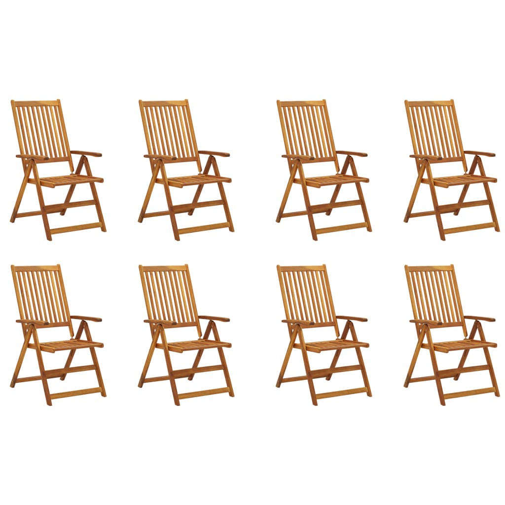 Garden Chair Set of 8 Brown Solid Acacia wood, Polyester Large