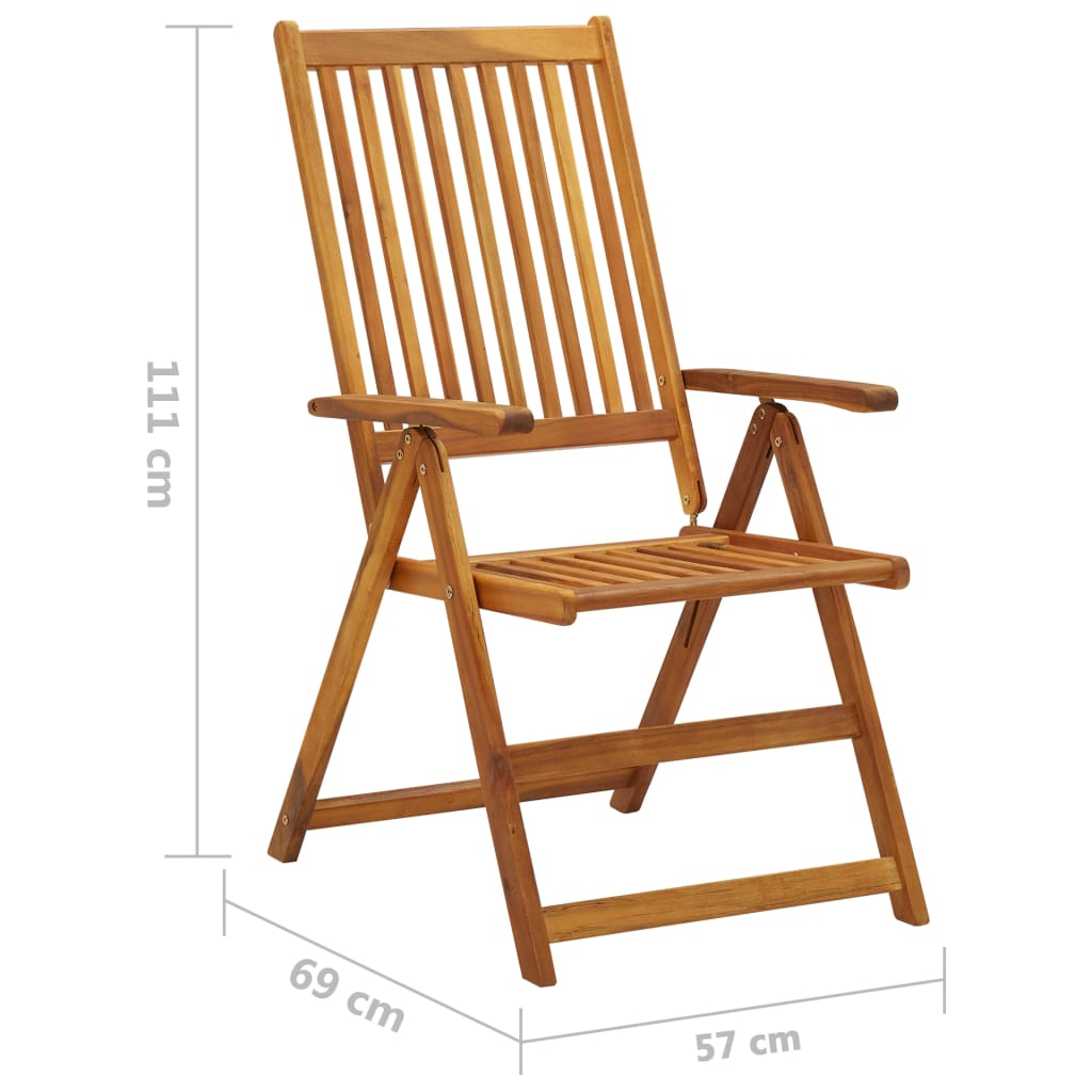 Garden Chair Set of 8 Brown Solid Acacia wood, Polyester Large