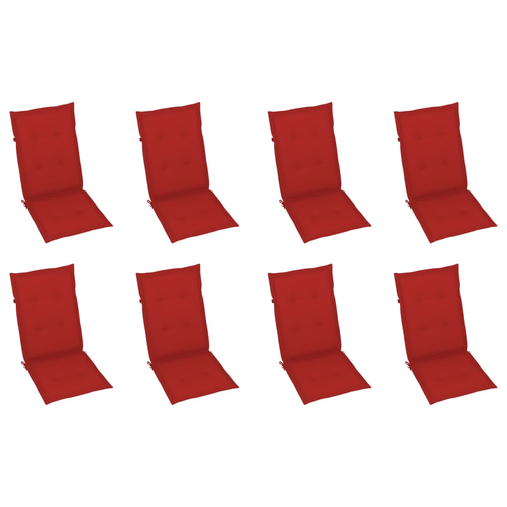 Garden Chair Set of 8 Red Solid Acacia wood Standard Foldable
