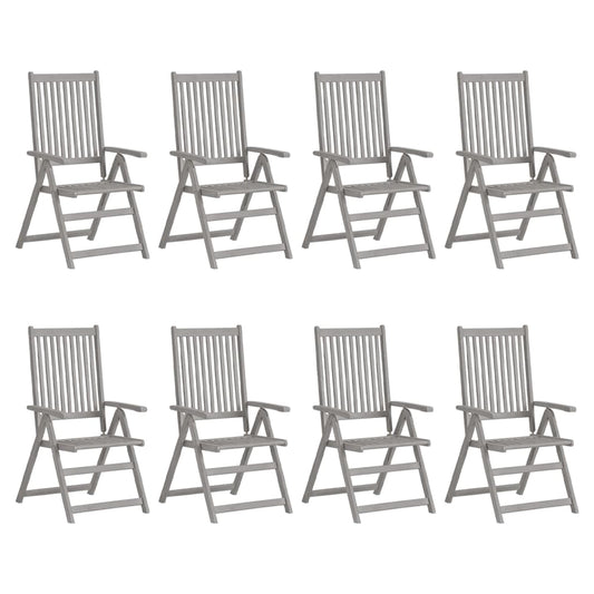 Garden Chair Set of 8 Grey, Beige cushions