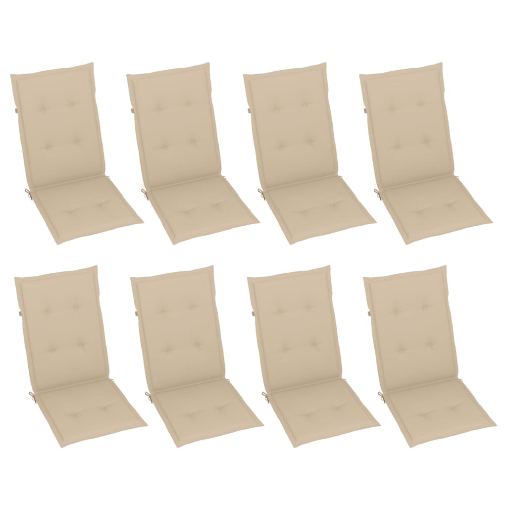 Garden Chair Set of 8 Grey, Beige cushions