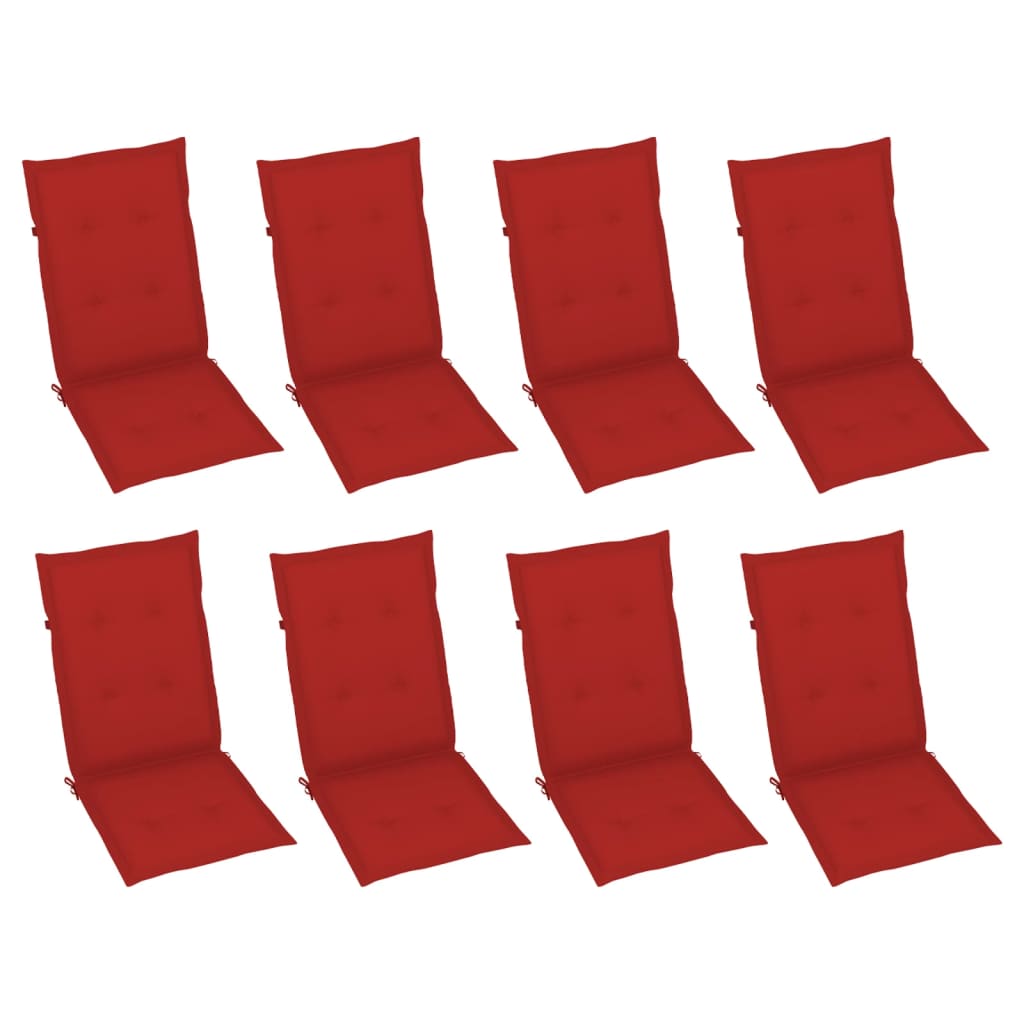 Garden Chair Set of 8 Grey Solid Acacia wood, 100% polyester fabric
