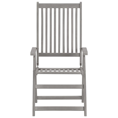 Garden Chair Set of 8 Grey Solid Acacia wood, 100% polyester fabric