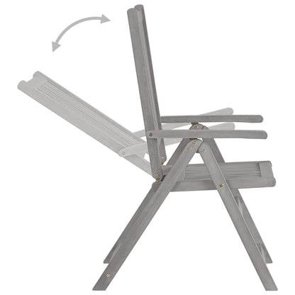 Garden Chair Set of 8 Grey Solid Acacia wood, 100% polyester fabric