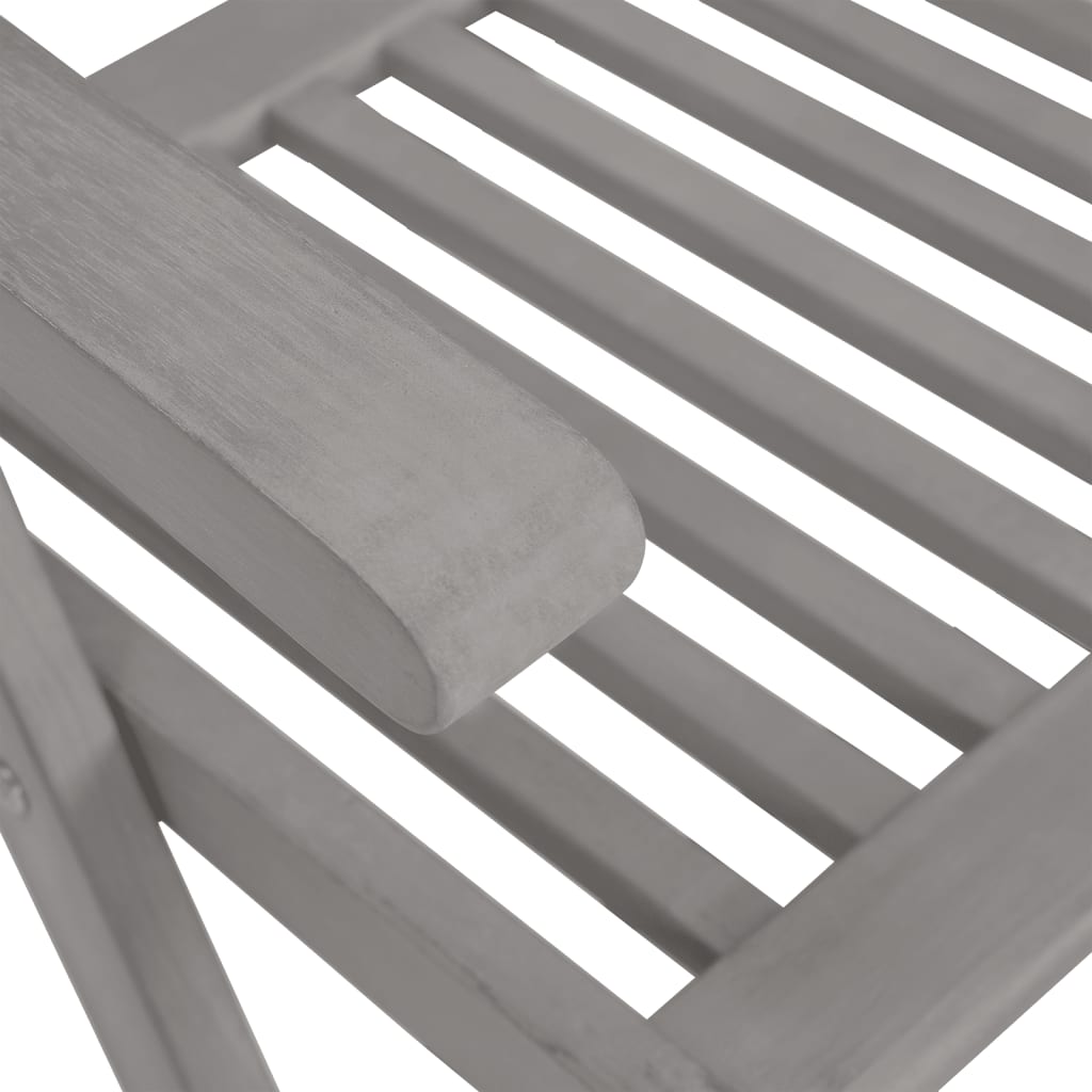 Garden Chair Set of 8 Grey Solid Acacia wood, 100% polyester fabric