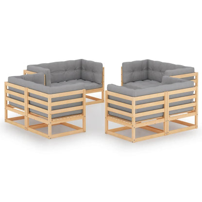 Garden Lounge Set Pinewood Solid pine wood, polyester Large