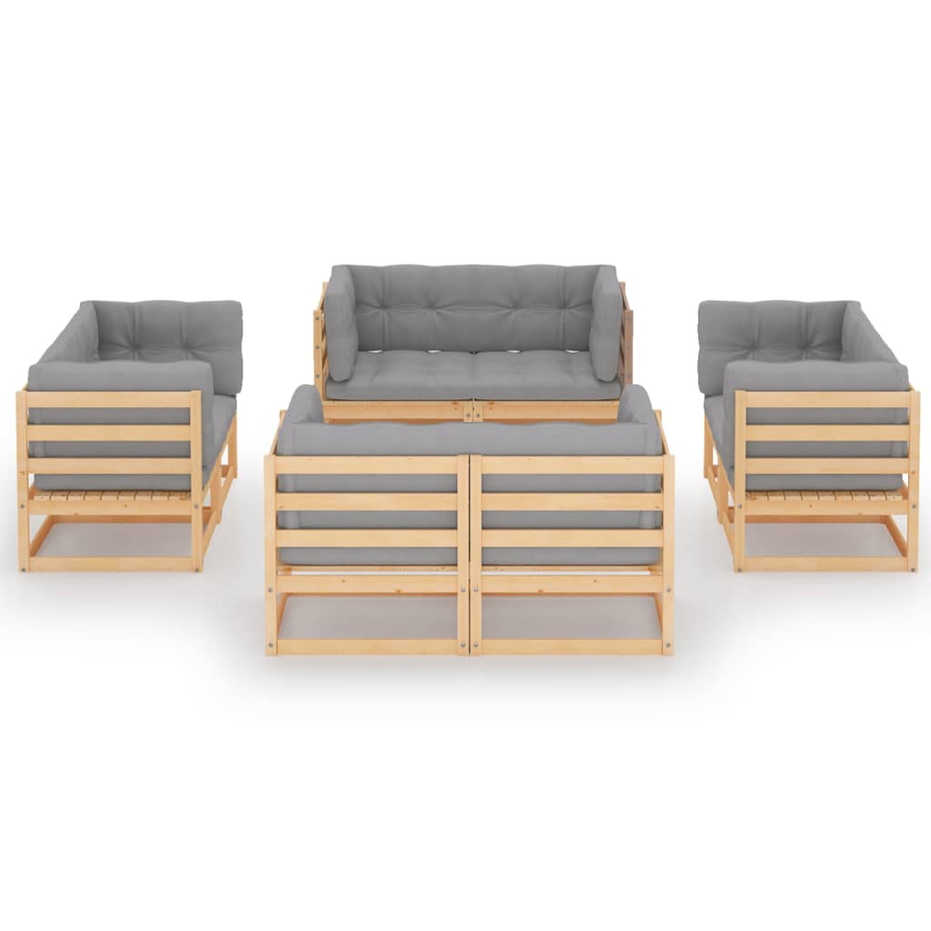 Garden Lounge Set Pinewood Solid pine wood, polyester Large