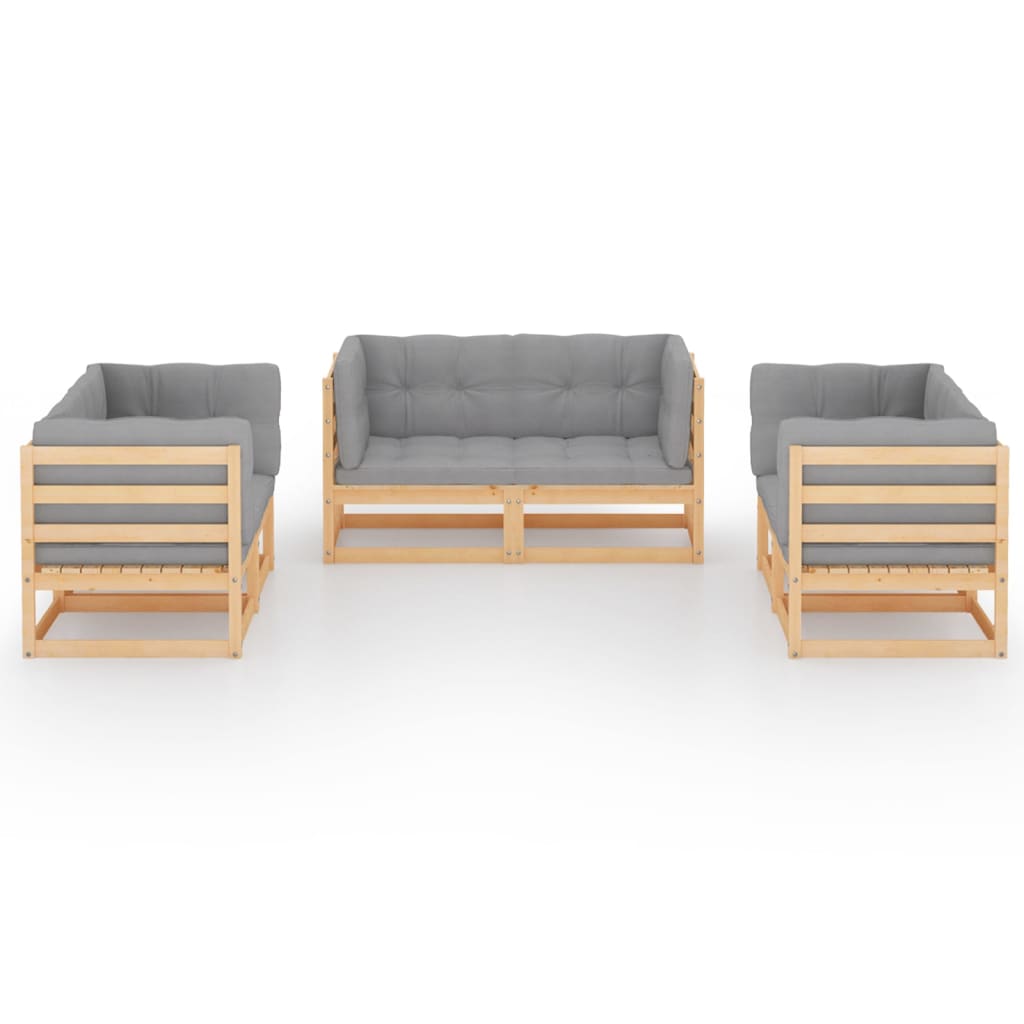 Garden Lounge Set Pinewood Solid pine wood Medium Modular