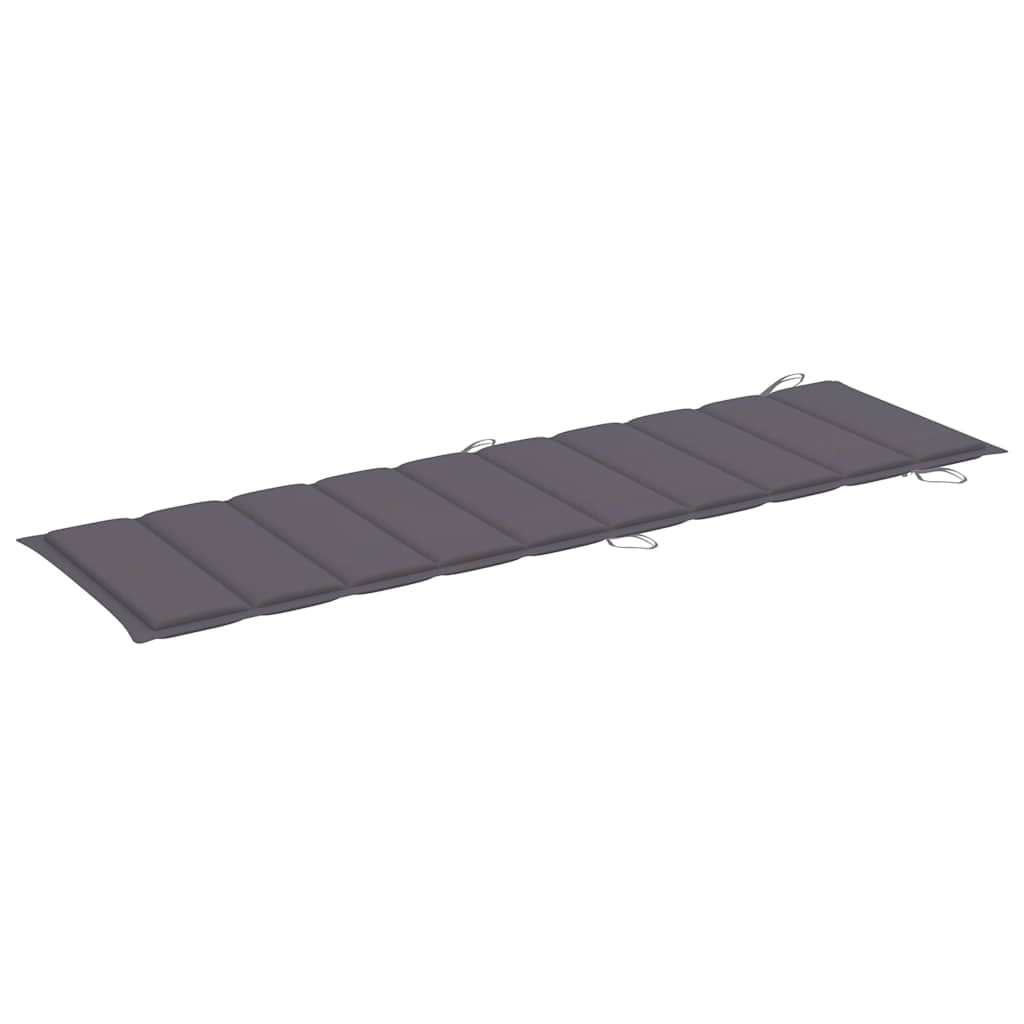 Sun Lounger Anthracite Solid Acacia Wood, Fabric (100% Polyester)