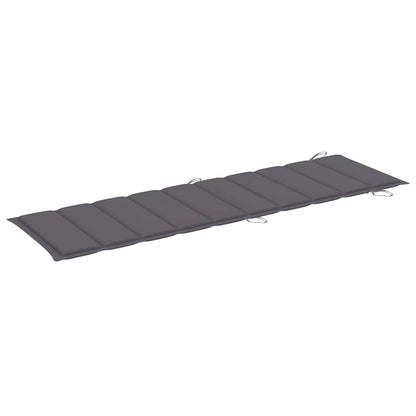 Sun Lounger Anthracite Solid Acacia Wood, Fabric (100% Polyester)