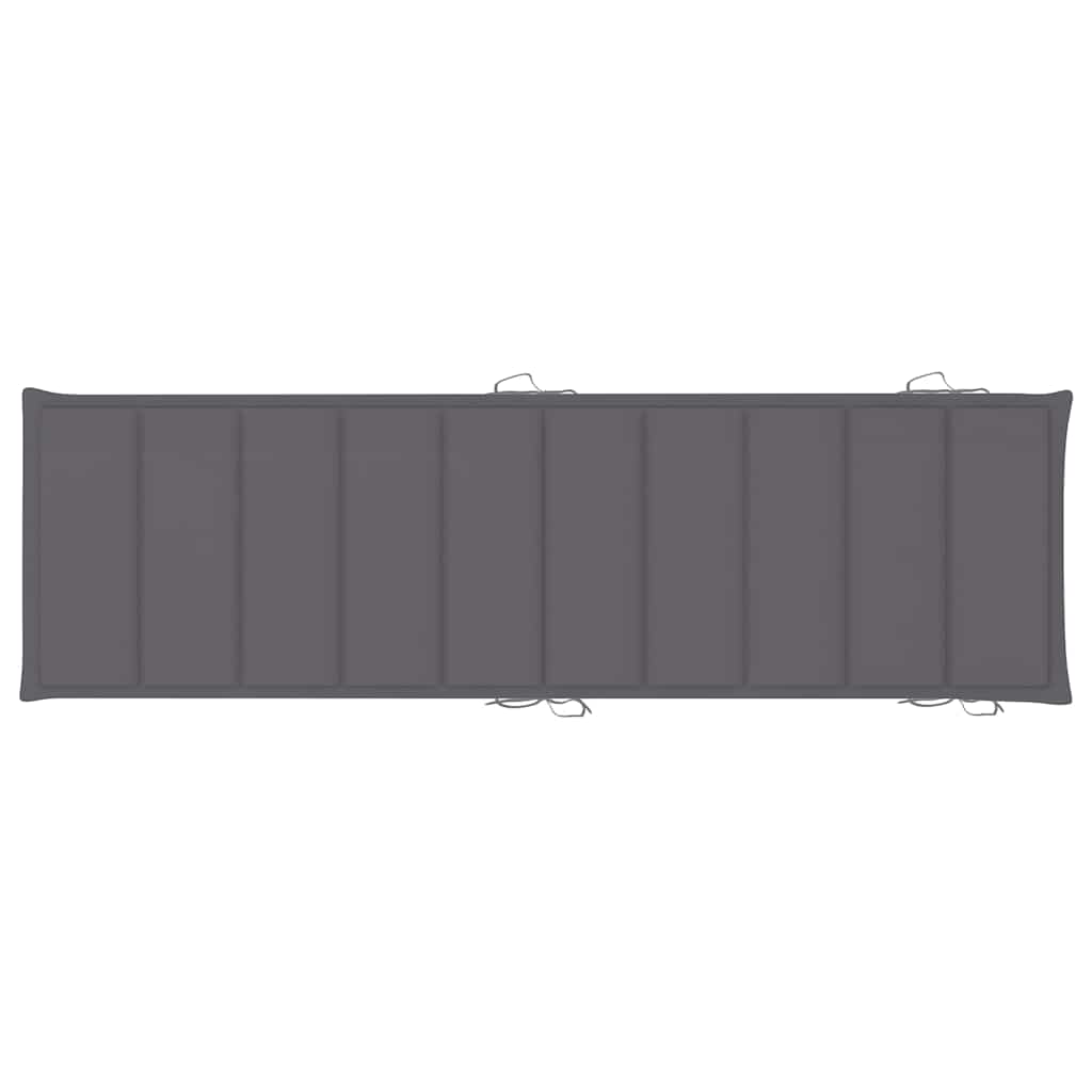 Sun Lounger Anthracite Solid Acacia Wood, Fabric (100% Polyester)