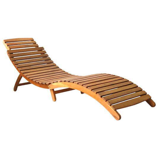 Sun Lounger Grey Solid Acacia wood, Polyester Standard Foldable