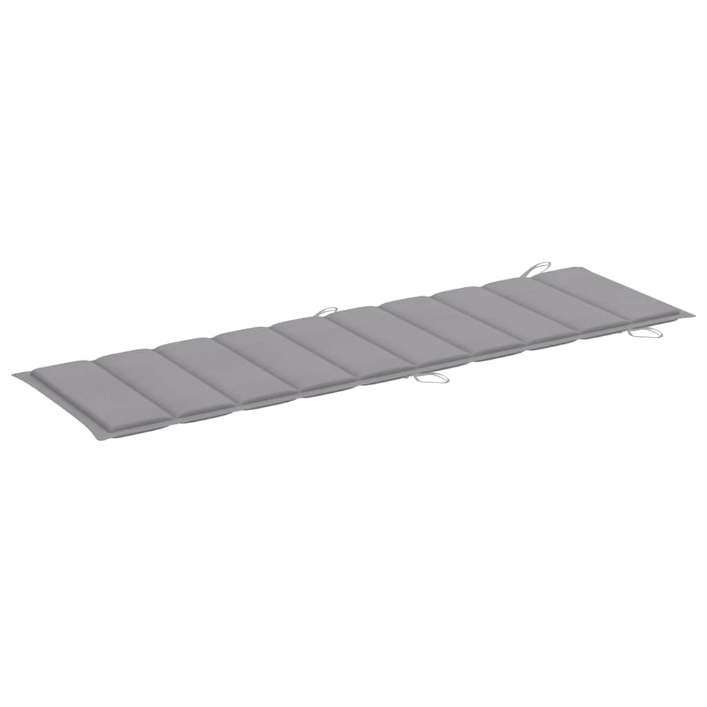 Sun Lounger Grey Solid Acacia wood, Polyester Standard Foldable