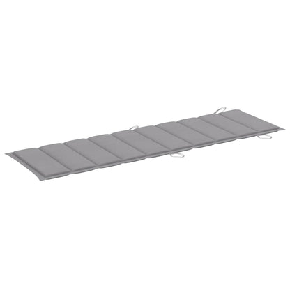 Sun Lounger Grey Solid Acacia wood, Polyester Standard Foldable