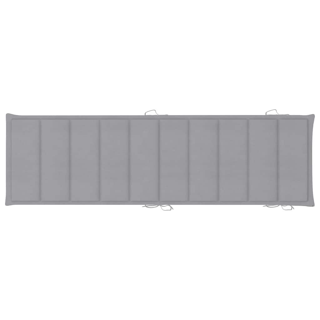 Sun Lounger Grey Solid Acacia wood, Polyester Standard Foldable