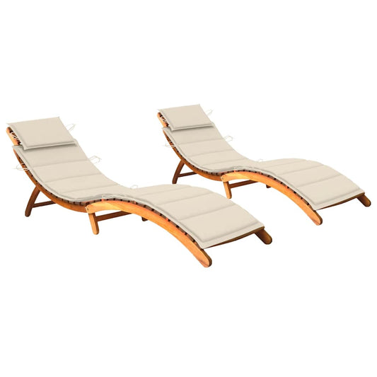 Sun Lounger Cream Cushion, Natural Wood
