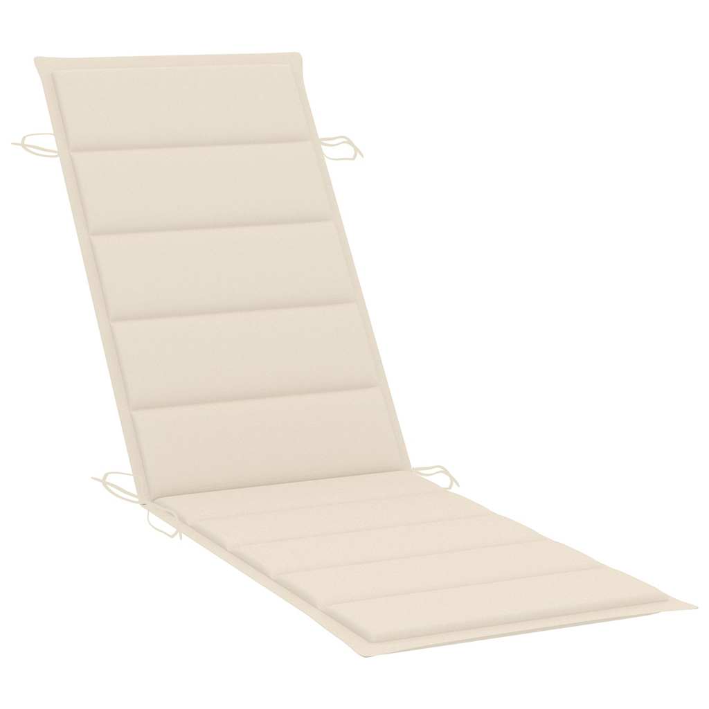 Sun Lounger Cream Cushion, Natural Wood