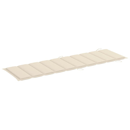 Sun Lounger Cream Cushion, Natural Wood