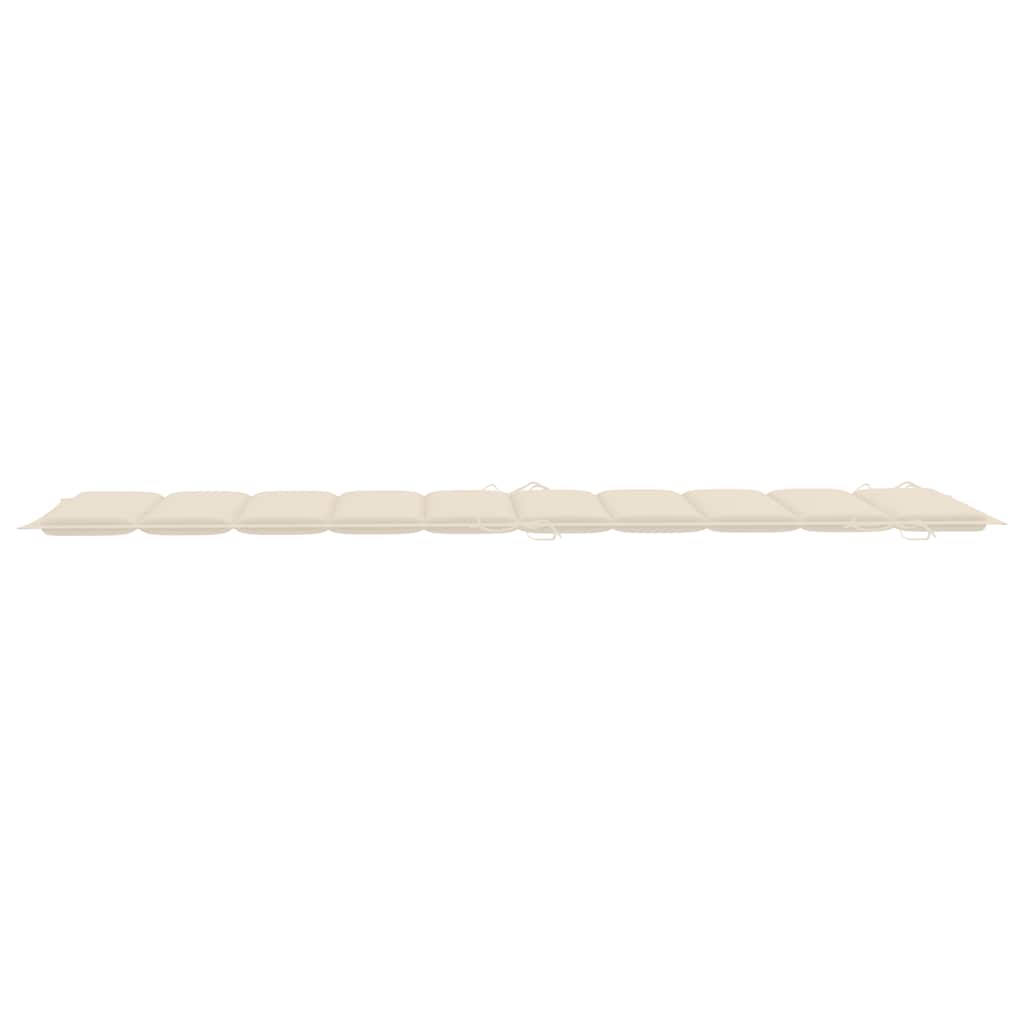 Sun Lounger Cream Cushion, Natural Wood