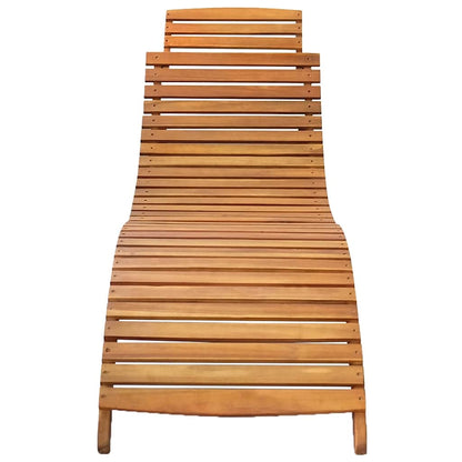 Sun Lounger Natural wood Solid Acacia wood
