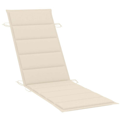 Sun Lounger Natural Wood Solid Acacia wood, Fabric (100% polyester)