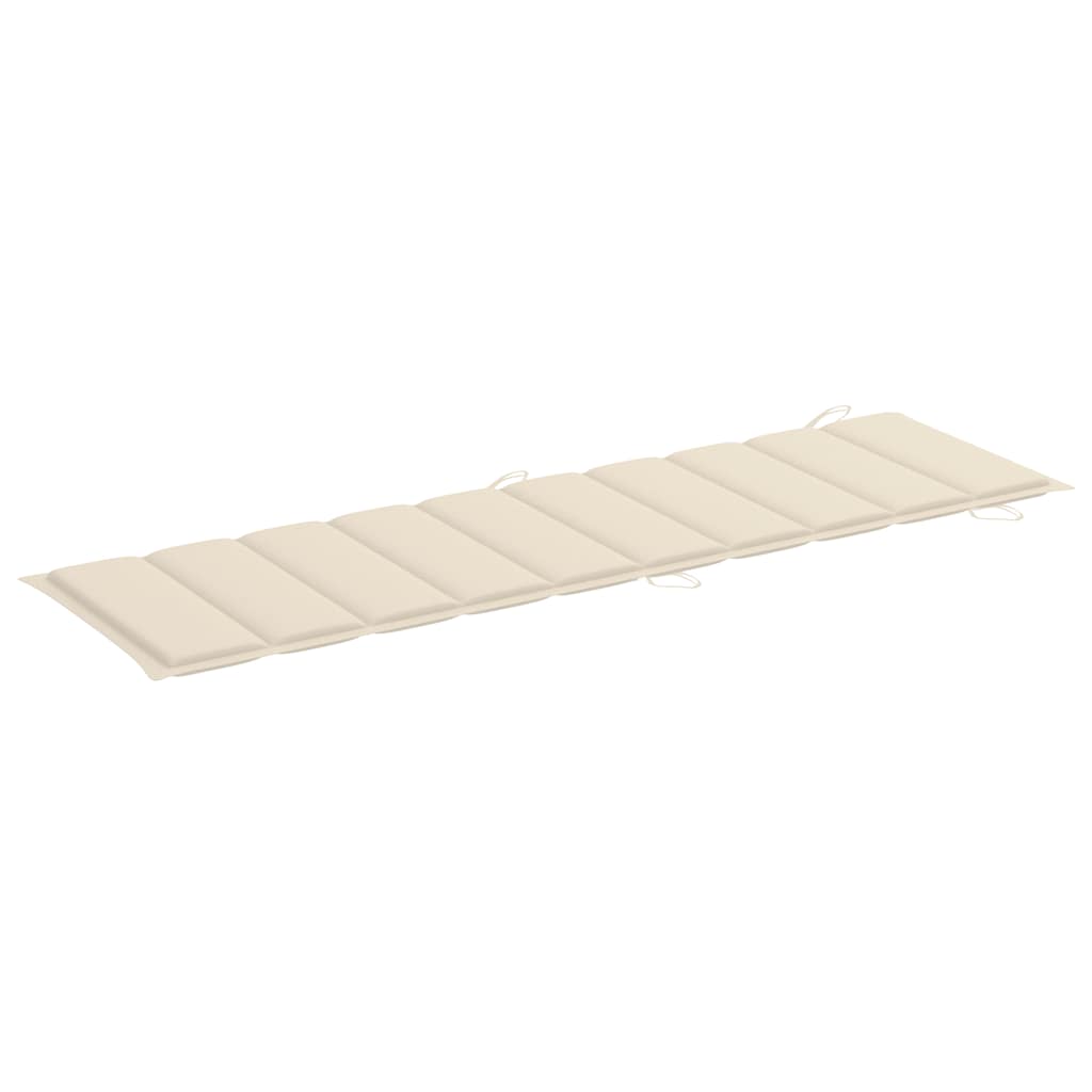 Sun Lounger Natural Wood Solid Acacia wood, Fabric (100% polyester)