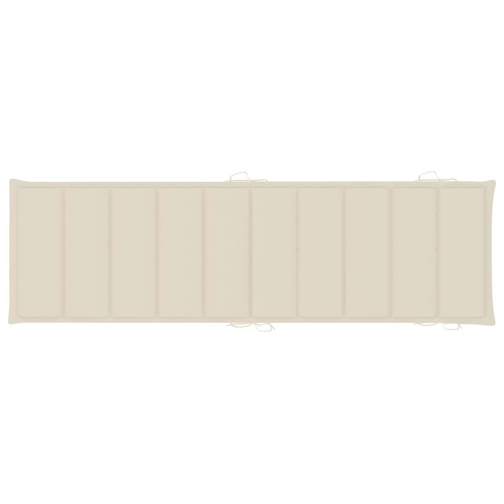Sun Lounger Natural Wood Solid Acacia wood, Fabric (100% polyester)