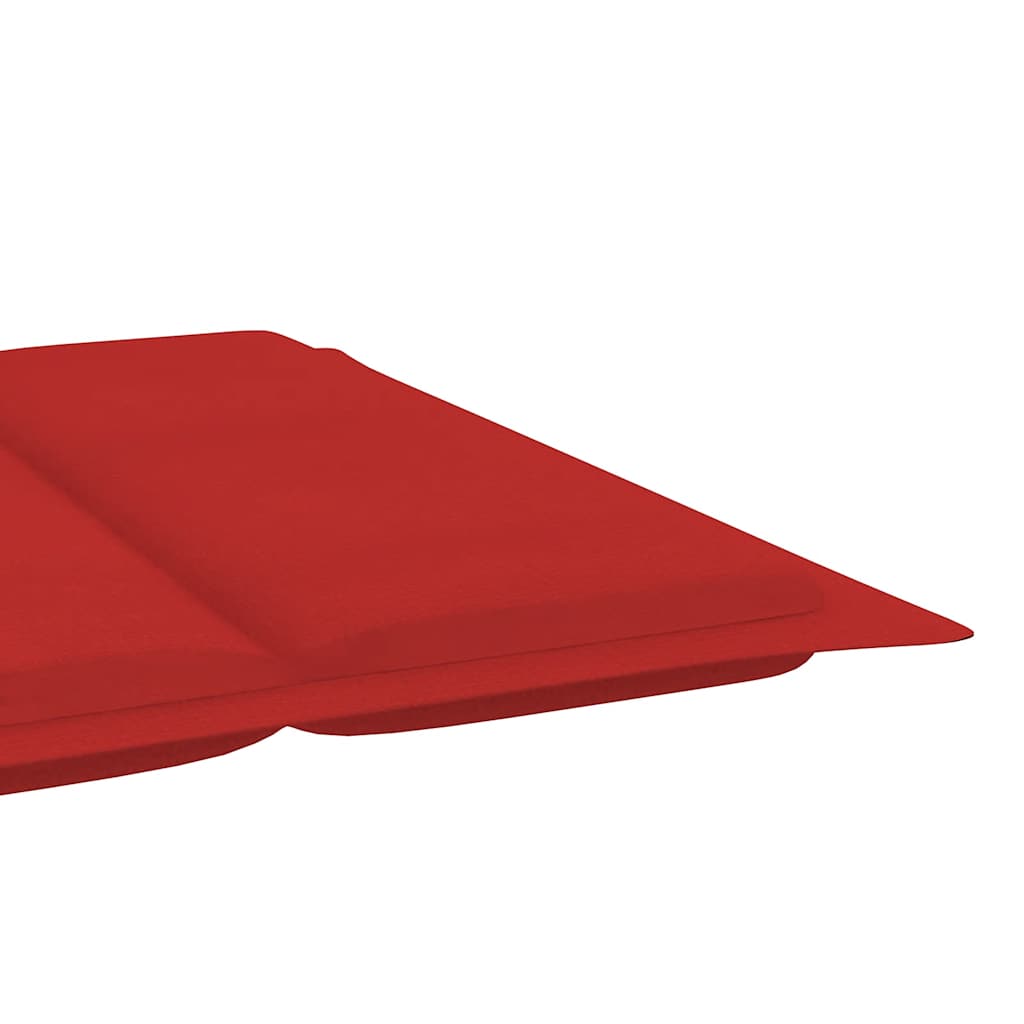 Patio Sun Lounger Natural wood color, Red cushion