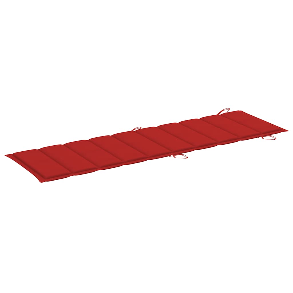 Patio Sun Lounger Natural wood color, Red cushion
