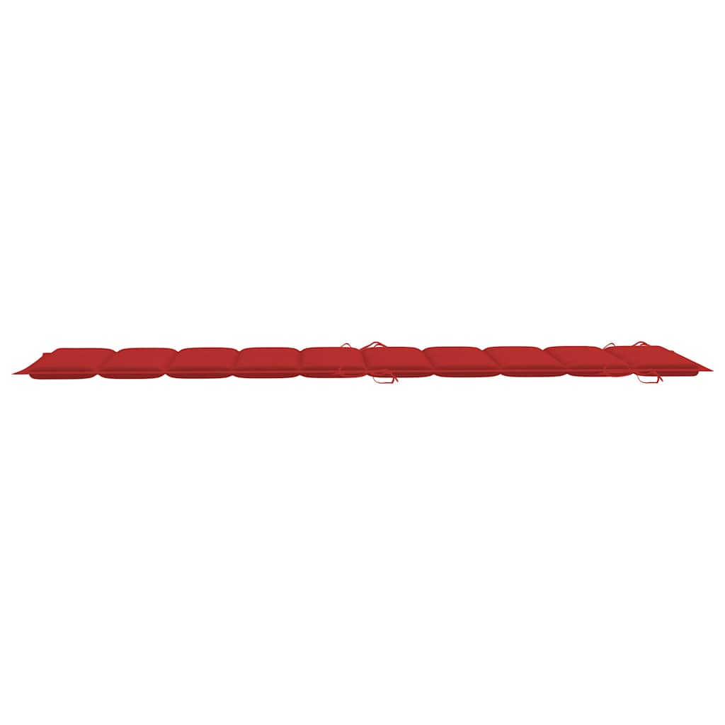 Patio Sun Lounger Natural wood color, Red cushion