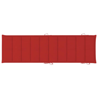 Patio Sun Lounger Natural wood color, Red cushion