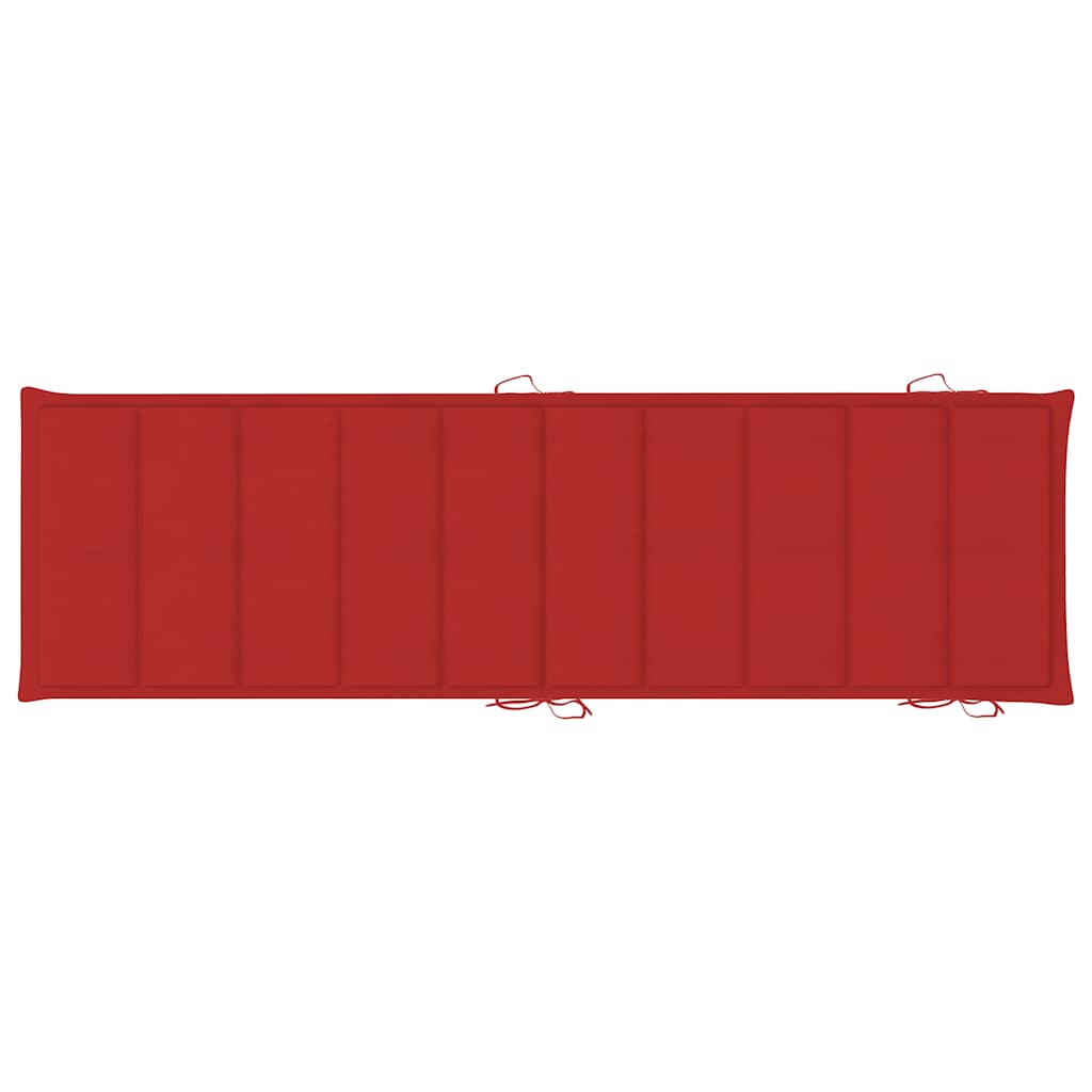 Patio Sun Lounger Natural wood color, Red cushion