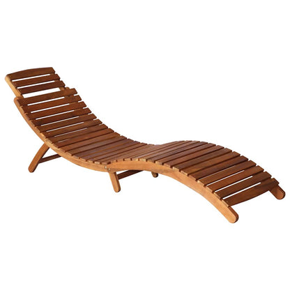 Patio Sun Lounger Natural wood Solid acacia wood Medium Foldable