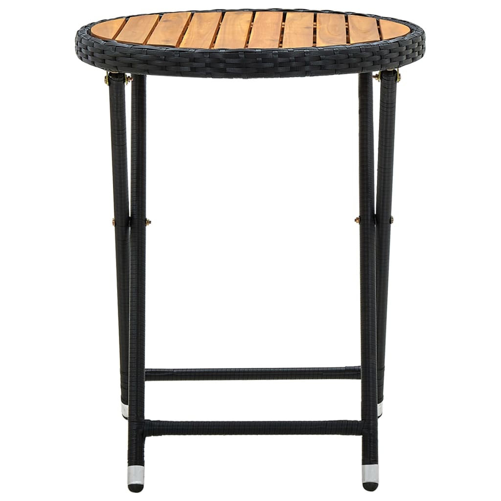 Tea Table Black PE Rattan Small Foldable Tea Table Round