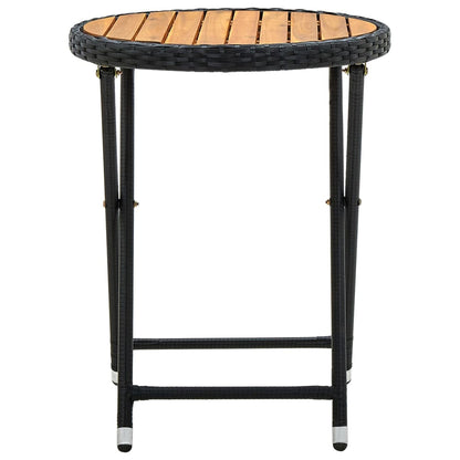 Tea Table Black PE Rattan Small Foldable Tea Table Round