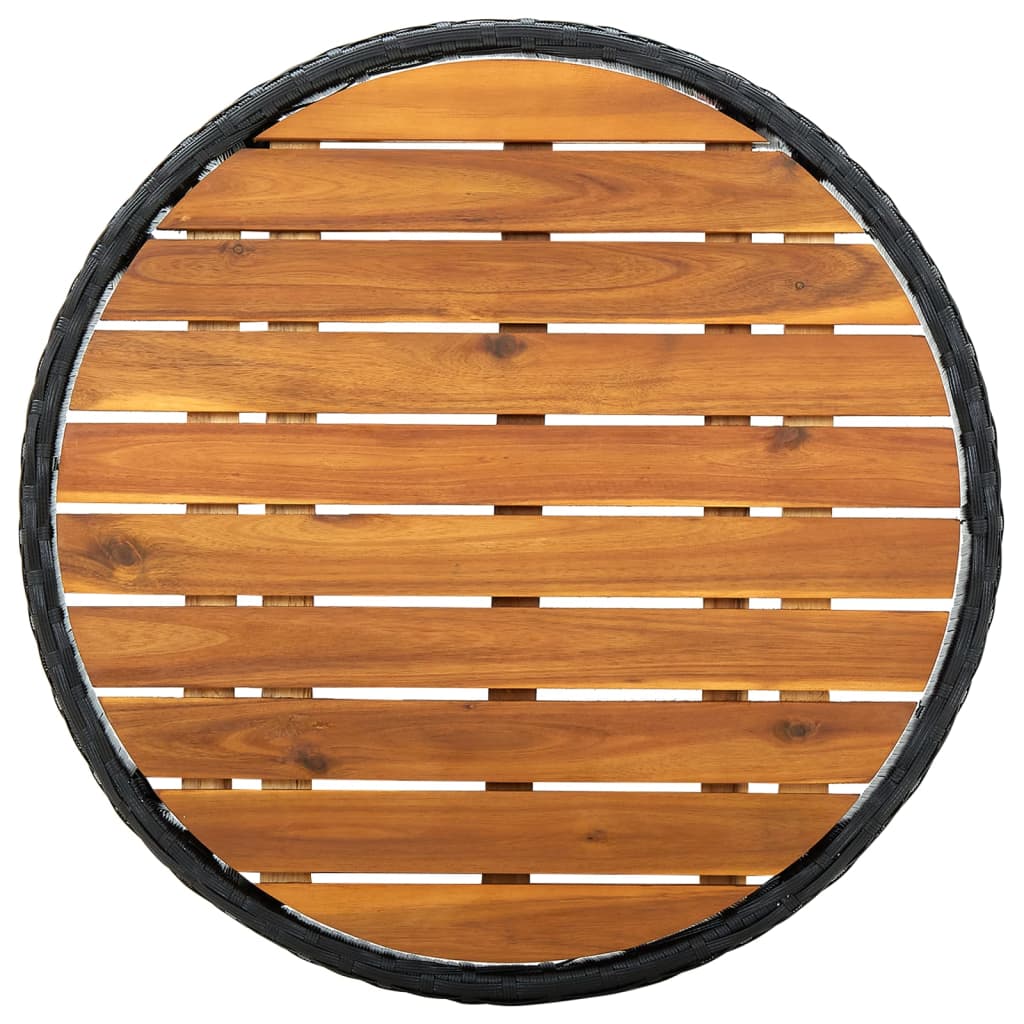 Tea Table Black PE Rattan Small Foldable Tea Table Round