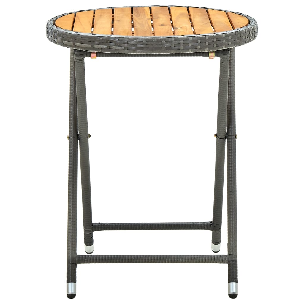 Tea Table Gray 23.6" Poly Rattan and Solid Acacia Wood