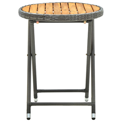 Tea Table Gray 23.6" Poly Rattan and Solid Acacia Wood
