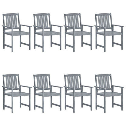 Garden Chair Set of 8 Grey Solid Acacia wood Medium Durable
