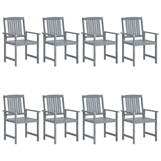 Garden Chair Set of 8 Grey Solid Acacia wood Medium Durable