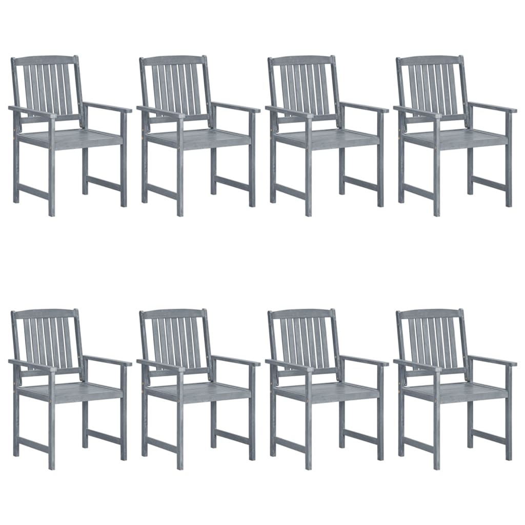 Garden Chair Set of 8 Grey Solid Acacia wood Medium Durable