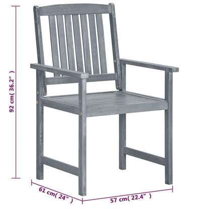 Garden Chair Set of 8 Grey Solid Acacia wood Medium Durable