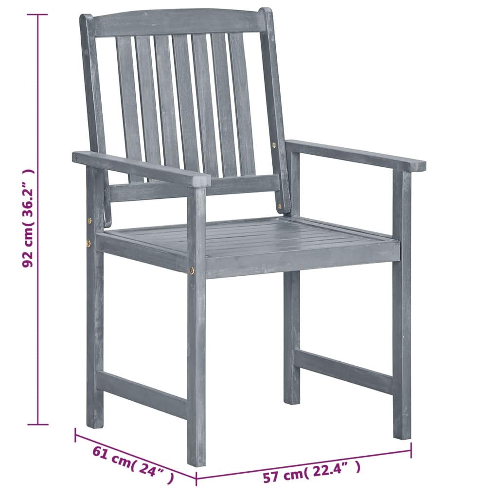 Garden Chair Set of 8 Grey Solid Acacia wood Medium Durable
